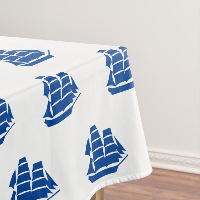 Nappe Bateaux bleu marine motif moderne côtier (In Situ)