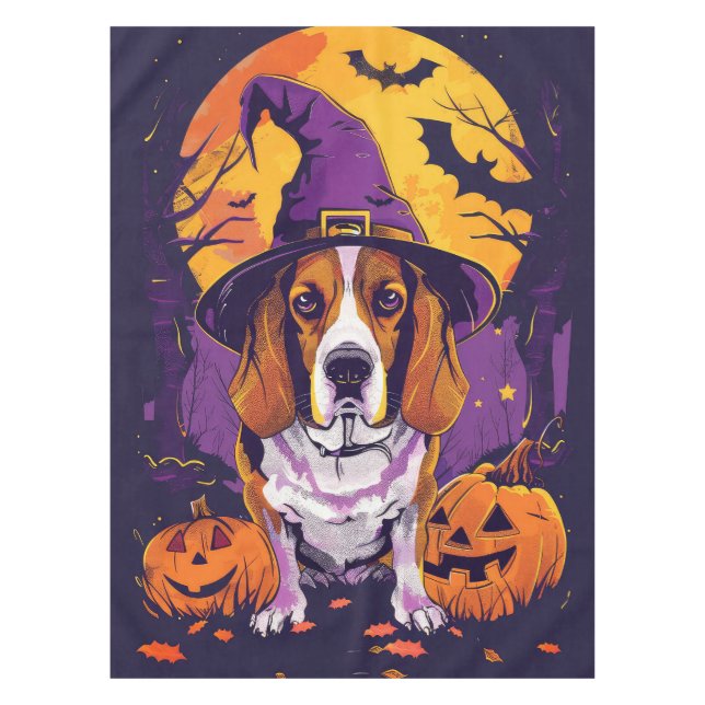 Nappe Beagle éffrayant Halloween Witch Et Citrouille (Devant)