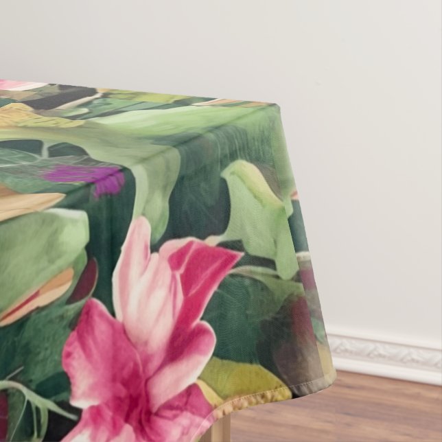 Nappe Beau Motif de fleurs roses et feuilles tropicales (In Situ)