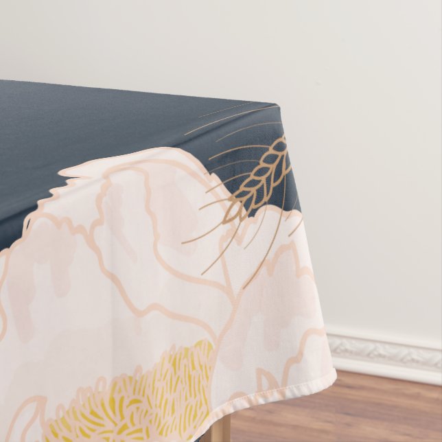 Nappe Bébé Cosmos rose sur Navy (In Situ)
