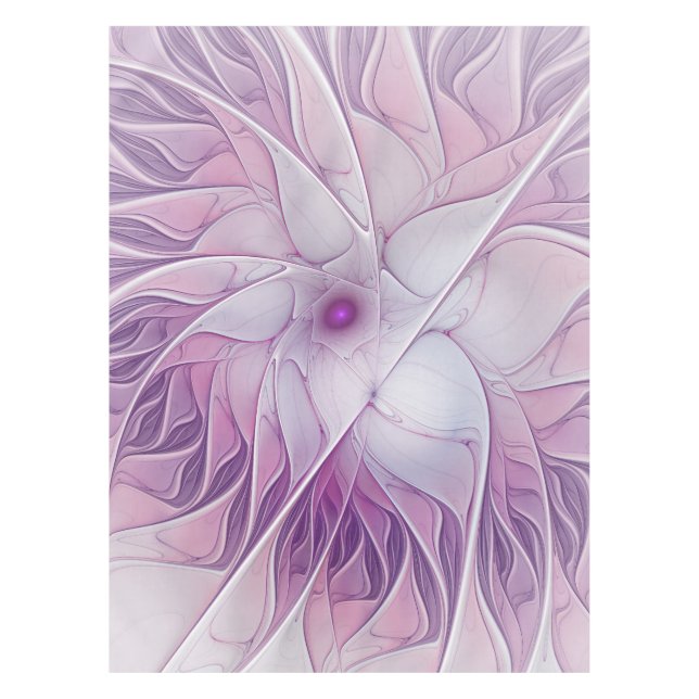 Nappe Belle Fleur rose moderne Fractal Art Abstrait (Devant)