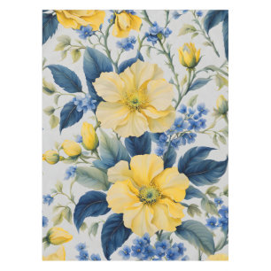 Nappe Belles Fleurs Jaunes et Bleues