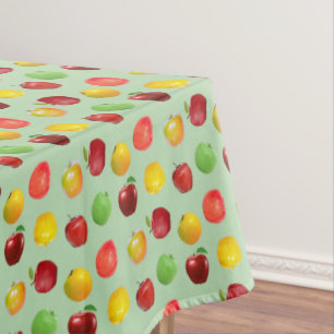 Nappe Belles pommes colorées naturelles sur fond vert cl