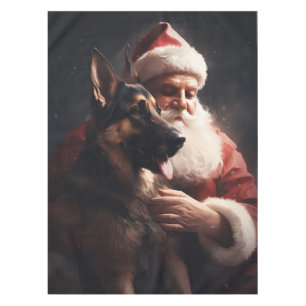 Nappe Berger Allemand Avec Le Père Noël Festif De Noël