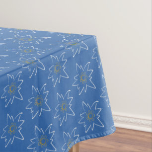 Nappe Blanc Edelweiss Outline Motif bleu 