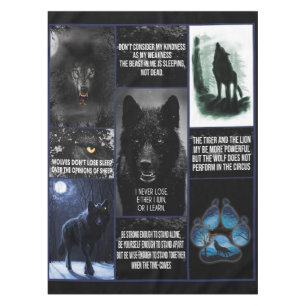 Nappe Blanche Loup Noir, Blanche Cadeau Amour Animal