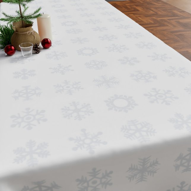 Nappe blanche Motif Nordic Snowflake (A festive white snowflake pattern tablecloth just for you)
