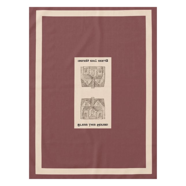 Nappe Bless This House avec texte & image modèle 52" x 7 (Devant)
