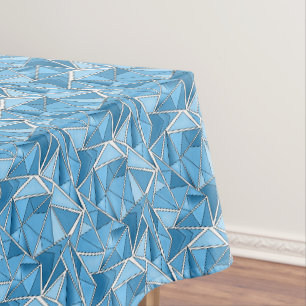 Nappe Bleu ciel et formes géométriques bleues motif mode