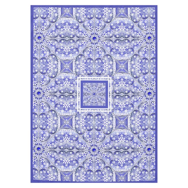Nappe Bleu de dentelle en céramique de Grèce (Devant)
