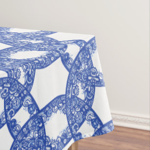 Nappe Bleu et blanc bleu saule Motif de la frontière