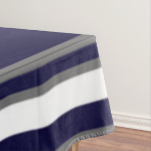 Nappe Bleu-gris & Bande blanche Tissu de table