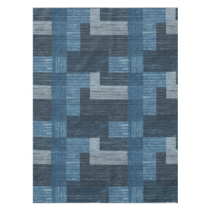 Nappe Bleu Jean patch Work Faux Burlap