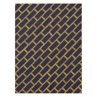 Nappe Bleu marine et motif de brique d'or