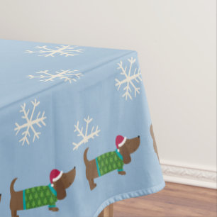 Nappe Bleu mou Daschund et Snowflakes Illustré