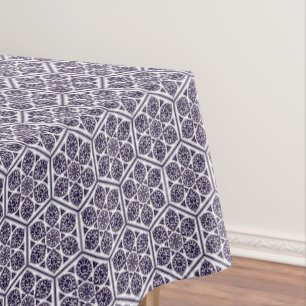Nappe Bleu Oriental Blanc Rosace Turque Art Géométrique