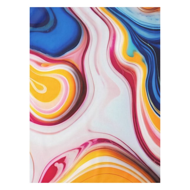 Nappe Bleu tendance rose jaune faux marbre blanc (Devant)
