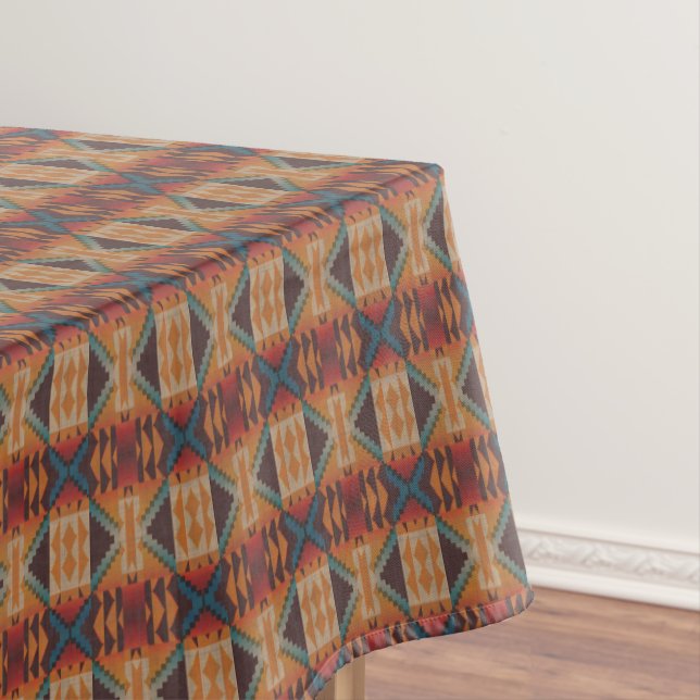 Nappe Bleu Turquoise foncé Brown Beige Orange Rouge Trib (In Situ)