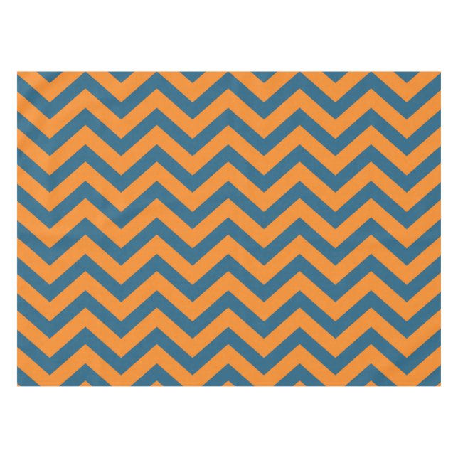 Nappe bleue et orange de rayure de Chevron (Devant (Horizontal))