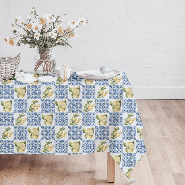 Nappe Blue Tile French Country Lemon Pattern (Créateur téléchargé)
