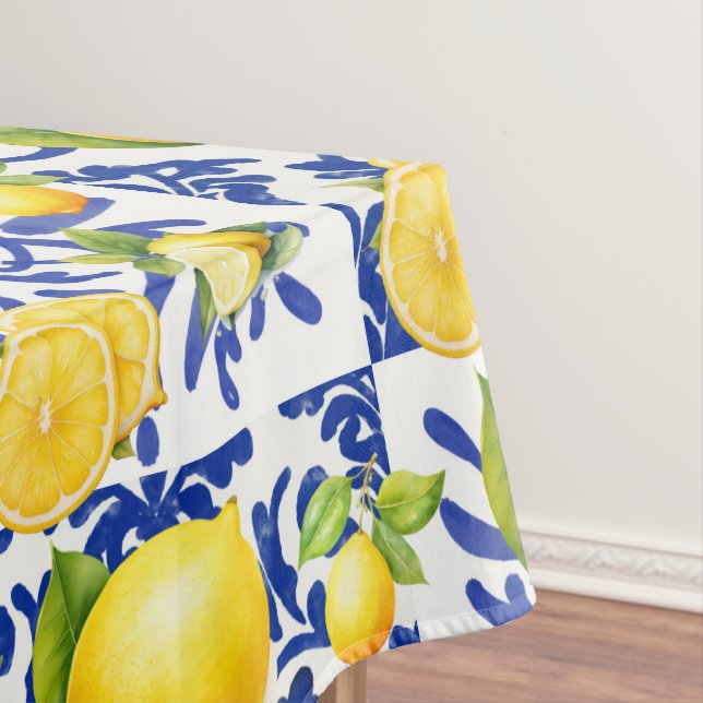 Nappe Blue White Lemon Tile Pattern Mediterranean Citrus (In Situ)