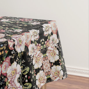Nappe bohème chic rose pâle fleurs sombres floral