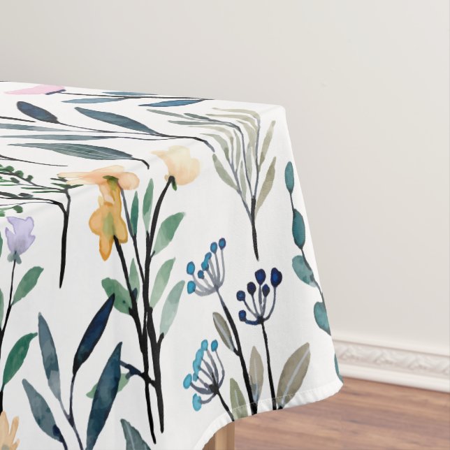 Nappe Boho Aquarelle Fleurs sauvages Motif de peinture (In Situ)