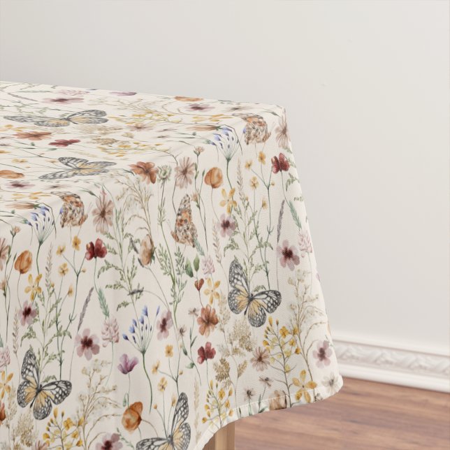Nappe Boho Fleur Sauvage (Boho Wildflower Tablecloth with Butterflies by Painted Paperie
)