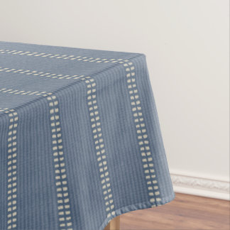 Nappe Boho géo lignes simples beige denim bleu rustique