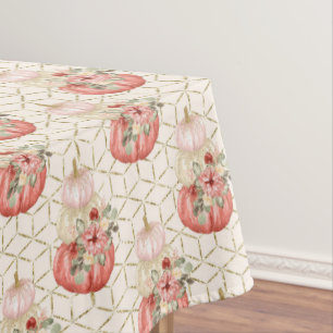 Nappe Boho mignon Aquarelle Blush Crème rose Citrouilles