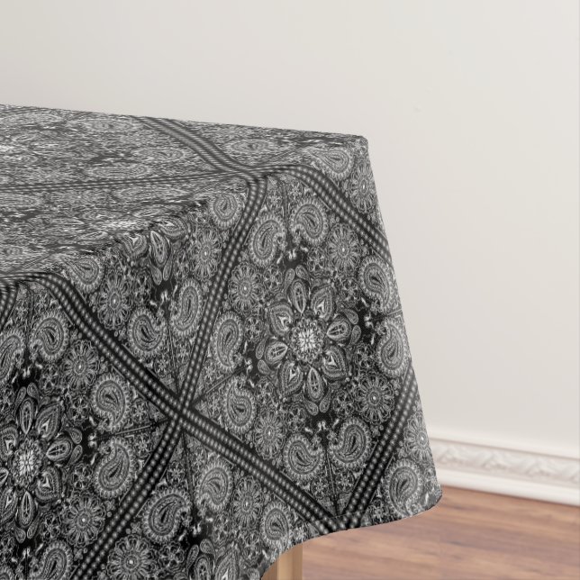 Nappe Boho noir et blanc Paisley Bandana (In Situ)