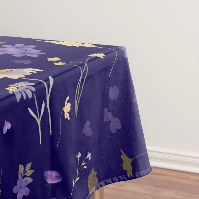 Nappe Boho Watercolor Wildflowers Navy  (In Situ)