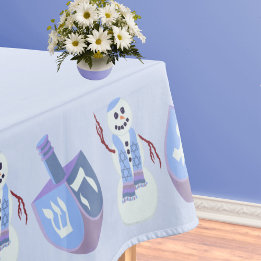 Nappe Bonhomme de neige Dreidels Bleu Fête juive Hanukka