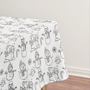 Nappe Bonhomme de neige Noël blanc rétro vintage festif