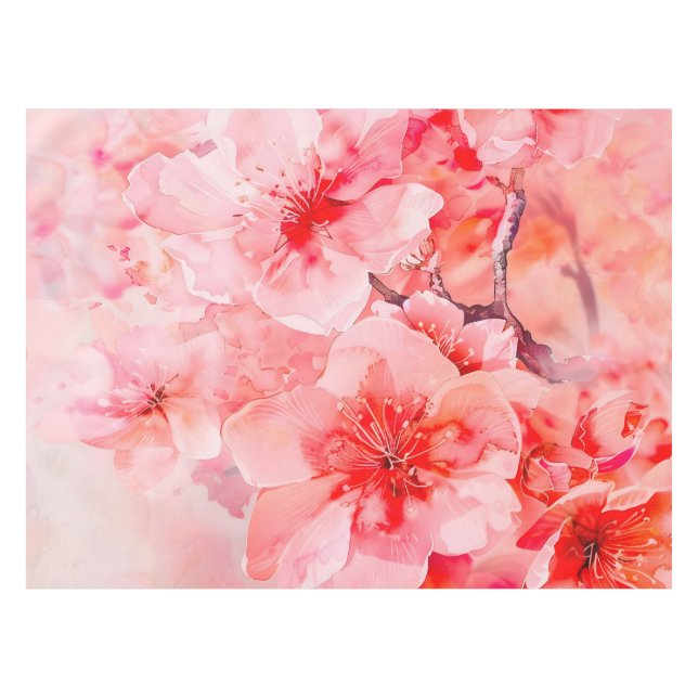 Nappe Boules de fleurs de cerisier d'aquarelle (Devant (Horizontal))