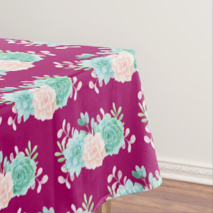 Nappe Bouquet de fleurs rose et vert Pastel sur Magenta