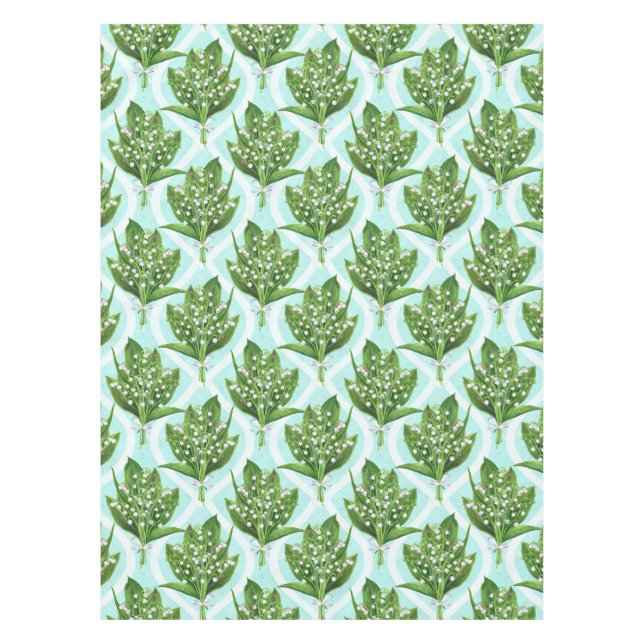 Nappe Bouquet de lis de la vallée fleurs sur le bleu (Devant)