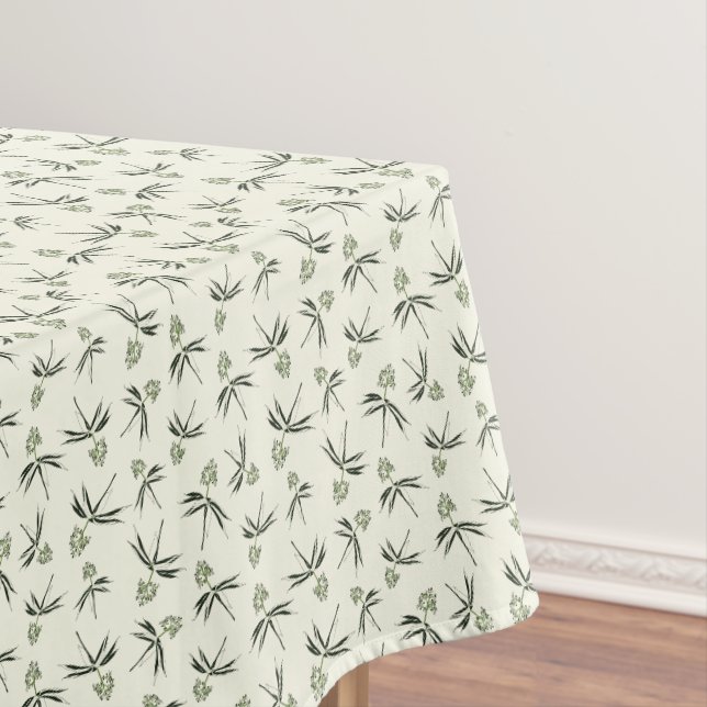 Nappe Branches vertes sur crème - motif sans soudure (In Situ)