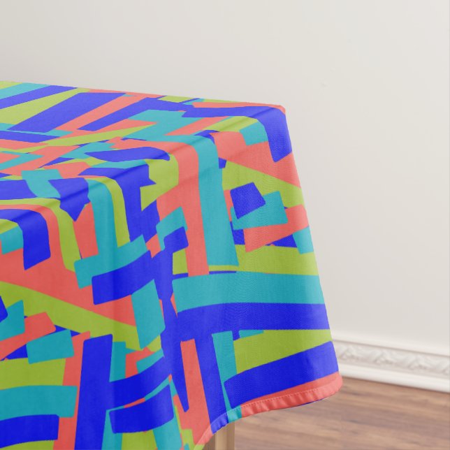 Nappe Bright Bold Blue Green Coral Abstract Patches (In Situ)