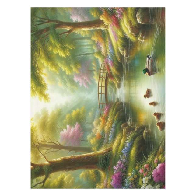 Nappe Brook de printemps avec canards/fleurs (Devant)