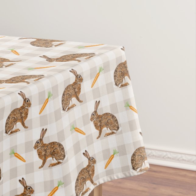 Nappe Brown Hare And Carrots Beige Pattern Cute Easter (In Situ)