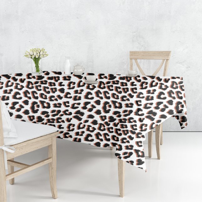 Nappe Brown noir et Empreinte de léopard blanc (Black Brown and White Leopard Print Tablecloth by Looly Elzayat
)
