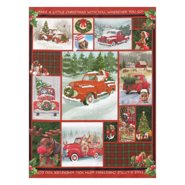 Nappe Cadeau de camion rouge Blanket Truck rouge, Joyeux (Devant)