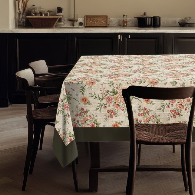 Nappe Cadre chaleureux et élégant, d'inspiration vintage (Vintage Inspired Floral Warm and Stylish Setting Tablecloth)
