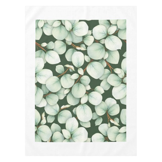 Nappe Calm Modern Eucalyptus Leaf Spring Tablecloth (Devant)
