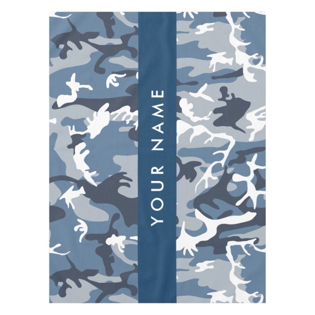 Nappe Camouflage bleu neige d'hiver Votre nom Personnali (Devant)