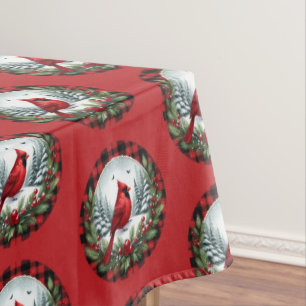 Nappe Cardinal rouge avec baies de houx