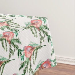 Nappe Cardinaux rouges sur les branches vertes Noël