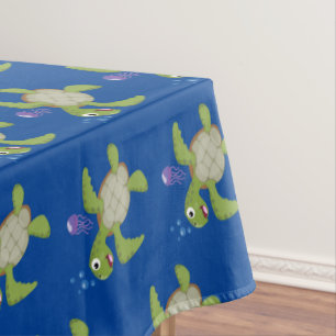 Nappe Caricature joyeuse de tortue de mer verte mignonne