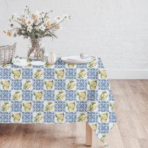 Carreau bleu motif français de citron de campagne